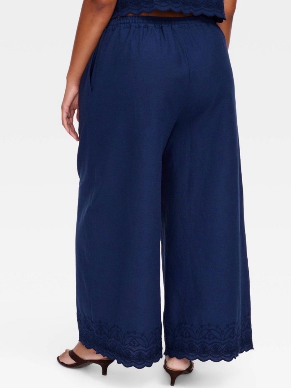 Roller Rabbit Navy Wide-Leg Drawstring Pants - Picture 2 of 6